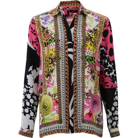 versace fuchsia flower print blouse|Versace floral.